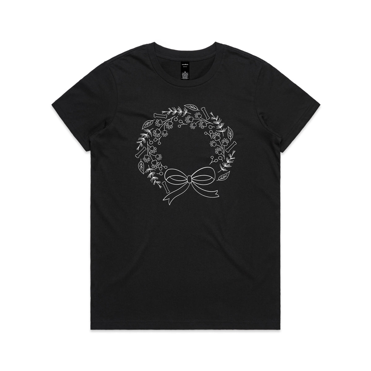 Paw Print Christmas Wreath Tee