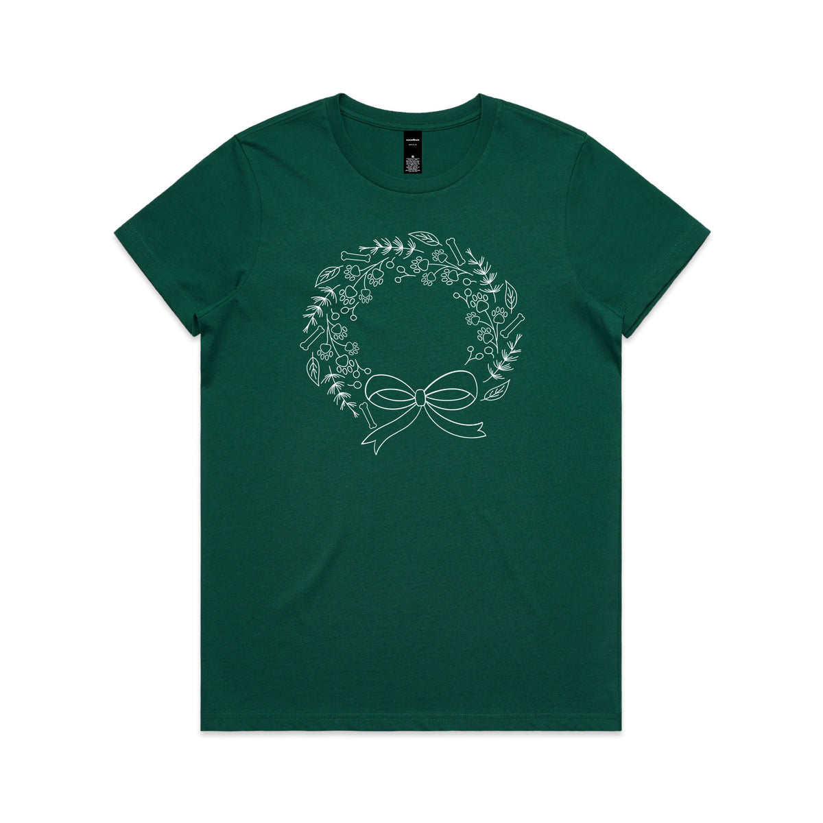 Paw Print Christmas Wreath Tee